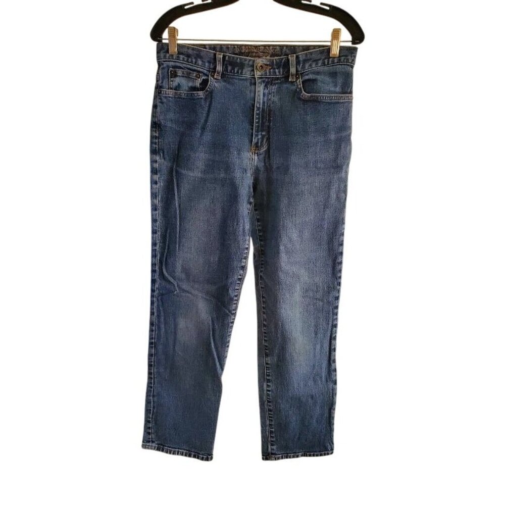 Lauren Jeans Co Premium Ralph Lauren Straight Leg Jeans Blue Leather Patch Size